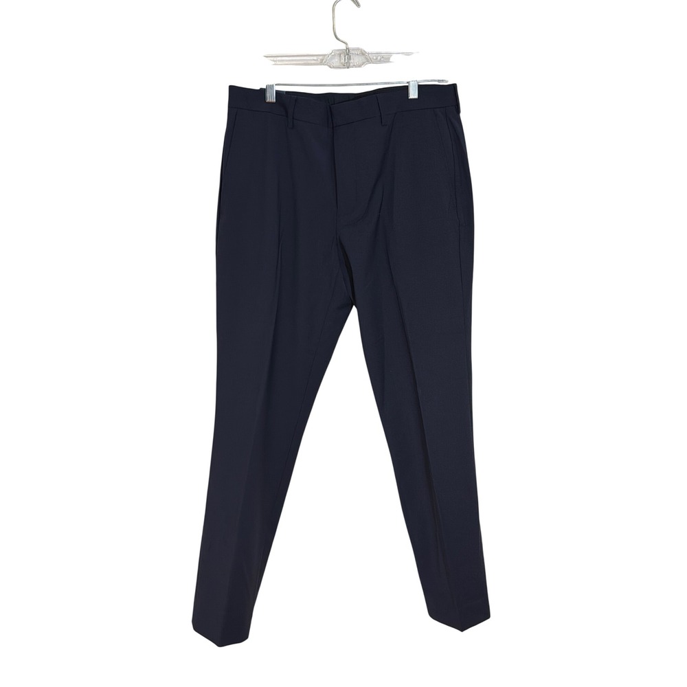 J.Crew Thompson Tapered Dress Pants Mens 32x30 Navy Blue Wool Blend Flat Front